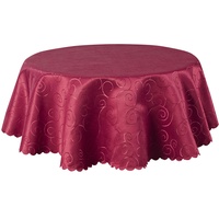 Tischdecke mit Ornamenten Kringel Fleck abweisend pflegeleicht und bügelfrei in hochwertiger DAMAST Qualität rund und oval (Rot, 135 cm rund)