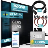 sunniva Balkonkraftwerk Full Black Bifacial 800 W inkl. Beny Wechselrichter + 2 x 460W Solarpanels