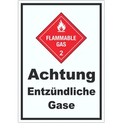 Aufkleber Entzündliche Gase Flammable Gas A8 (52x74mm)