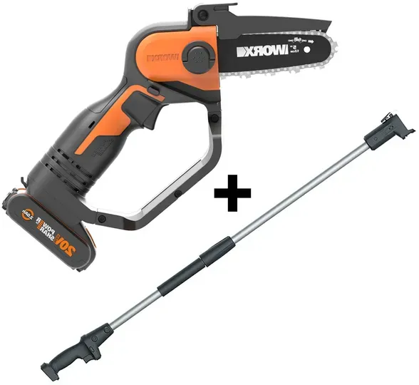 Worx WG324E - Akku-Handkettensäge 20V 2 Ah + Verlängerungsschaft