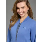 delmao Sweatjacke DELMAO, Damen, Gr. 48/50, denim blau, angeraute Sweatware, Obermaterial: 80% Baumwolle, 20% Polyester, unifarben, figurbetont hüftlang, Rundhals, Rippbündchen, Sweatjacken Sweatjacke, in modischer Bomberjacken-Form