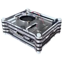 BerryBase Gehäuse für Raspberry Pi 3 A+ mit Lüfter, stackable, transparent/schwarz
