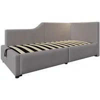 Polsterbett 90x190cm Tagesbett (ohne Matratze) Daybett Schlafsofa Kinderbett Jugendbett Mit hydraulischem Stauraum Mit LED und USB-Typ C Samt Grau - Grau