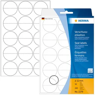 Herma Folien-Verschlussetiketten transparent 32,0 x 32,0 mm