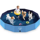 Lozzzyo Hundepool große Hunde aus Anti-Rutsch PVC, Faltbare & Tragbar Hunde Pool - Leicht zu Reinigen Hundeplanschbecken für Outdoor, Reise, Garten - Planschbecken (160 * 30CM)
