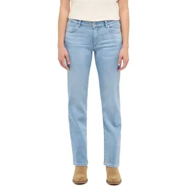 Mustang "Damen Style Crosby Relaxed Straight", Damen, Gr. 31, Länge 34, 201 hellblau, Denim/Jeans, 80% Baumwolle, 15% Lyocell, 4% Elastomultiester, 1% Elasthan, unifarben, straight fit, Jeans Straight-Jeans