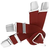 LINDENMANN Hosenträger Herren, Hosenträger Herren Made in Germany, Hosenträger X-Form mit 4 verstärkten Clipsen, 35 mm breit, Länge 120 cm, bordeaux