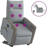 vidaXL Massagesessel Elektrisch 89,5 x 95,5 x 0 cm Hellgrau mit Aufstehhilfe