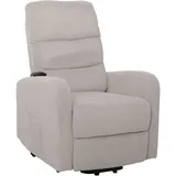 Mendler Fernsehsessel HWC-K62, Relaxsessel TV-Sessel Liege, Liegefunktion Aufstehhilfe, Metall Stofff/Textil Cord ~ hellgrau