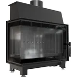 Kamineinsatz aus Stahl links SIMPLE 6 kW Ø 150 Schwarze Thermotec-Auskleidung