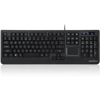Perixx PERIBOARD-513 Kabelgebundene USB-Tastatur mit Touchpad, Vollformat-Layout, Schwarz, US Englisch Layout