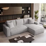 beautysofa Ecksofa L-form Polsterecke Schlafsofa mit Cord-Bezug Schlaffunktion und Bettkasten Hellgrau Parys - Hellgrau