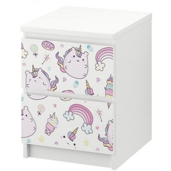 MyMaxxi Möbelfolie Kommodenaufkleber Malm Einhörner Donuts und Regenbogen Muster 40.2 cm x 43.5 cm
