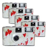 Photo Porst 5x Einwegkamera fliegende Herzen weiß MHD 12.2025 Einwegkamera