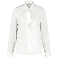 Taifun Damen Bluse mit Schleifenkragen Langarm, Manschetten unifarben Offwhite 40