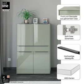 Set One by Musterring Highboard 92 x 140 x 42 cm Olivgrün matt lack / Olivgrün glanz