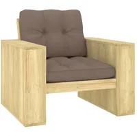 BESTE 2022© Outdoor-Stuhl Stilvollen mit robustem ,Gartenstuhl mit Taupe Kissen Imprägniertes Kiefernholz Relaxsessel Armlehnstuhl mit Premium & ...