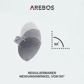 Arebos Infrarot Heizstrahler 2000 W, mit Fernbedienung 2 Heizstufen, 60° Neigung, inkl. Montagematerial, Terrassenheizer, Deckenstrahler, Silber - Silber