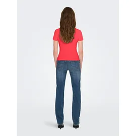 Only Kurzarmshirt "ONLEASY S/S TOP CS JRS 2 PACK", Damen, Gr. M, rosa (sun kissed coral pack:cloud dancer), Jersey, Obermaterial: 93% Baumwolle, 7% Elasthan, figurbetont normal, Rundhals, Shirts, Baumwollmischung, regular fit, Rundhals