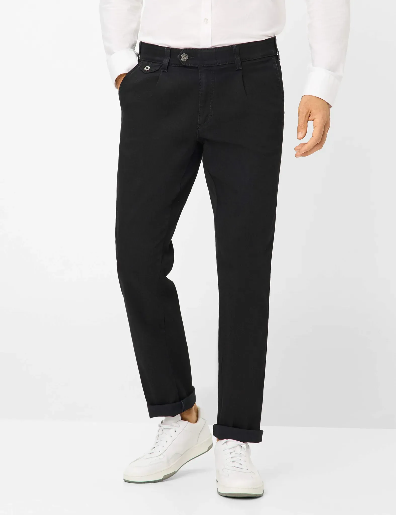 Eurex by Brax Herren Bundfaltenhose Style FRED, denim schwarz, Gr. 58