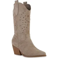 VAN HILL Damen Cowboystiefel Stiefel Stickereien Schuhe 840054, Farbe: