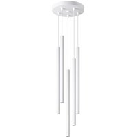 Sollux Lighting Hängelampe Pendelleuchte Hängeleuchte Deckenlampe Stahl 5 Flammig weiß