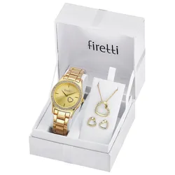 Quarzuhr FIRETTI, gold (goldfarben), Armbanduhren, Damen, Armbanduhr, Damenuhr, Glassteine, ideal auch als Geschenk