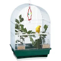 Relaxdays Vogelkäfig Klein 49,5 x 34,5 x 28 cm Weiß/Grün