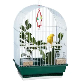 Relaxdays Vogelkäfig Klein 49,5 x 34,5 x 28 cm Weiß/Grün
