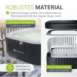 Juskys SpaLuxe 185 x 185 Schwarz/Weiß inkl. LED-Beleuchtung