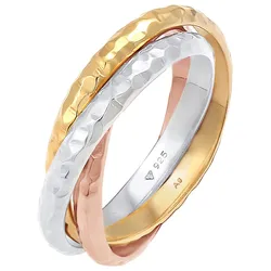 Elli Basic Wickelring Klassik Gehämmert 925 Silber Ringe   Damen 