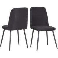Albatros BONO Stoffstuhl Schwarz– 2er-Set Esszimmerstühle im modernen Retro-Design,