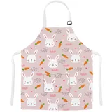 TRYTUTRY Schürze mit verstellbarem Riemen, niedliche Kinderschürze mit Tasche für Kleinkinder, zum Kochen, Malen, Backen, Künstler, hase, Kleinkind - 45 x 52 cm (for children aged 3-6 Jahre)