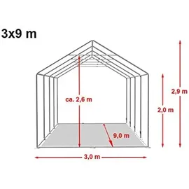 TOOLPORT Partyzelt 3 x 9 m inkl. Seitenteile weiß (7264)