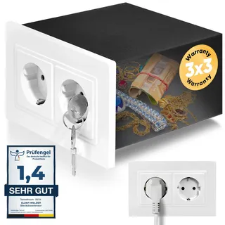 Elder Welder® Steckdosen Tresor Versteck | Jetzt mit Fake-Stecker Funktion | Wandtresor zum Einmauern | Steckdosentresor als Geheimfach | Mini Safe für Geldversteck Geheimversteck | Geld Box