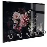 DEQORI Schlüsselbrett 'Blühende Pracht', (1 St), Schlüsselhalter Schlüssel Haken Schlüsselboard modern Schlüsselleiste grau|schwarz