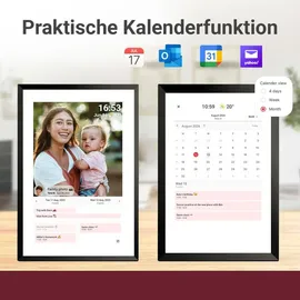 Xoro CPF 10C1 Digitaler Bilderrahmen 10.1 Zoll IPS Touchscreen, WLAN, 16 GB, App-Steuerung, 1280x800, schwarzer Rahmen