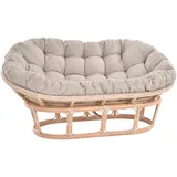 Papasansessel XXL mit Kissen Natur Rattan Liegesessel (Vintage Weiss,Zweisitzer)