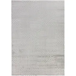 Teppich Kurzflor 3D-Struktur Polypropylen Wohnzimmer Silber Rechteckig 240x340 | Kadima Design