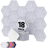 Hexagon Akustikpaneele selbstklebend 18 Stücke, TONOR Schallabsorber Schallschutz Wandpaneele Selbstklebend Schalldämmung 30x26x1 cm für Studio, Büro, Akustische Behandlung und Wanddekoration Grau