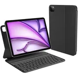 HOU für iPad Air 5 Hülle mit Tastatur für iPad Air 6 11 Zoll, für iPad Pro 11 Hülle mit Tastatur (4./3./2./1st),für iPad Air 4. Hülle mit Tastatur, Ultra Slim,Verstellbarer Ständer,QWERTZ,Schwarz