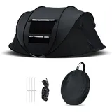 CLIPOP Camping Zelt, Pop Up Zelt 1-3 Personen, Strandzelte Wasserdicht Sonnenschutz, Familie Zelt, Tragbares Leichtes Kuppelzelt für Outdoor Camping, Wandern (schwarz, 280 * 210 * 120 cm)