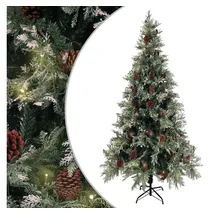 vidaXL Weihnachtsbaum mit Beleuchtung Grün/Weiß 225 cm