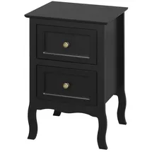 Woltu Nachttisch Sofatisch Nachtkommode Nachtschrank mit 2 Schubladen für Schlafzimmer Wohnzimmer, Stil barock, 40 x 60 x 30 cm MDF, Schwarz TS119sz