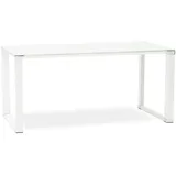 Kadima Design Schreibtisch Glas  140 x 70 cm  Kompakt, Chromdetails, Platzsparend  Weiß  Homeoffice-Tisch