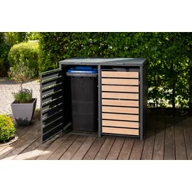 Westmann Mülltonnenbox für 2 Tonnen 2 x 240 l 132 x 80 x 116 cm anthrazit/holzoptik
