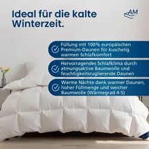 DormiGood | Premium Daunendecke | 220x240 cm | Winterdecke | 100% Daunen (1760g) | Bettdecke | 220x240 | Winterbett | Winter | Warm | Dick | Nomite... - Weiß