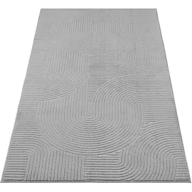 The CarPET Rio - Moderner Kurzflor Teppich, weicher und pflegeleichter Anti-Rutsch-Teppich mit 3D-Optik, robust, für Wohnzimmer und Schlafzimmer, Grau, 160 x 220 cm