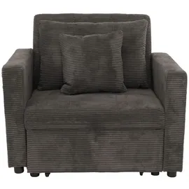 MCW Schlafsessel MCW-L90, Klappsessel Gästebett Relaxsessel, Liegefläche 200x100cm Stoff/Textil Cord ~ dunkelgrau