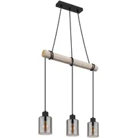 GLOBO Hängeleuchte Hadera Schwarz/Rauchfarben 3-flammig